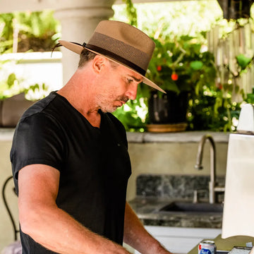 Florence | Mens Tan Wide Brim Firm Straw Sun Hat