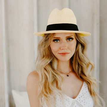 Havana | Womens Ivory Toyo Straw Panama Hat with Downturned Brim
