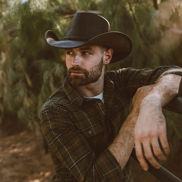 Hollywood | Mens Brown Leather Cowboy Hat