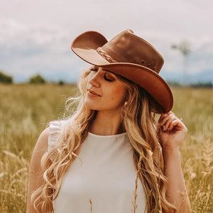 Hollywood | Womens Copper Leather Cowgirl Hat