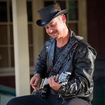 Marlow | Mens Black Leather Top Hat with LT Hat Band