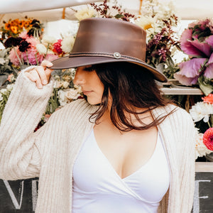 Midnight Rider | Womens Chestnut Leather Outback Hat