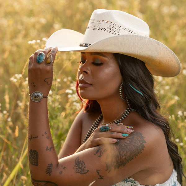 Montana | Womens Straw Cowgirl Hat with Western Hat Band  display picture 2