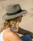 Nero | Womens Two-Tone Woven Straw Fedora Hat
