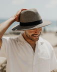Nero | Mens Two-Tone Woven Straw Fedora Hat