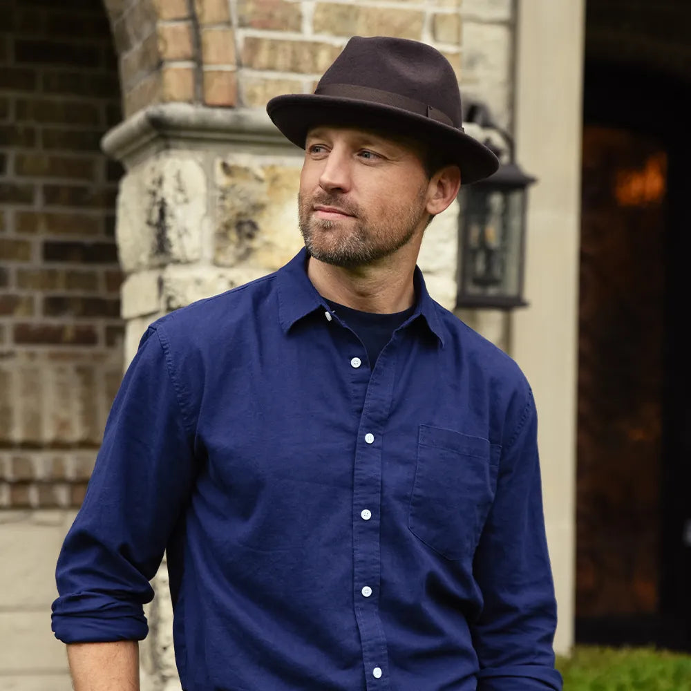 Pablo | Mens Brown Wool Felt Pinch Front Fedora Hat