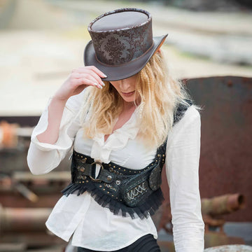 Parlor | Womens Silver Genuine Leather Top Hat