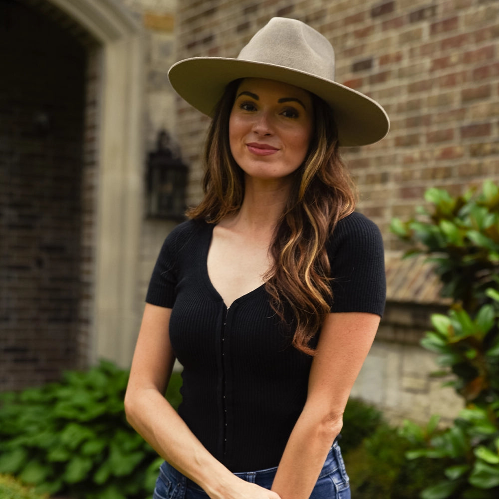 Rancher | Womens Dirty Mushroom Wide Brim Felt Fedora Hat