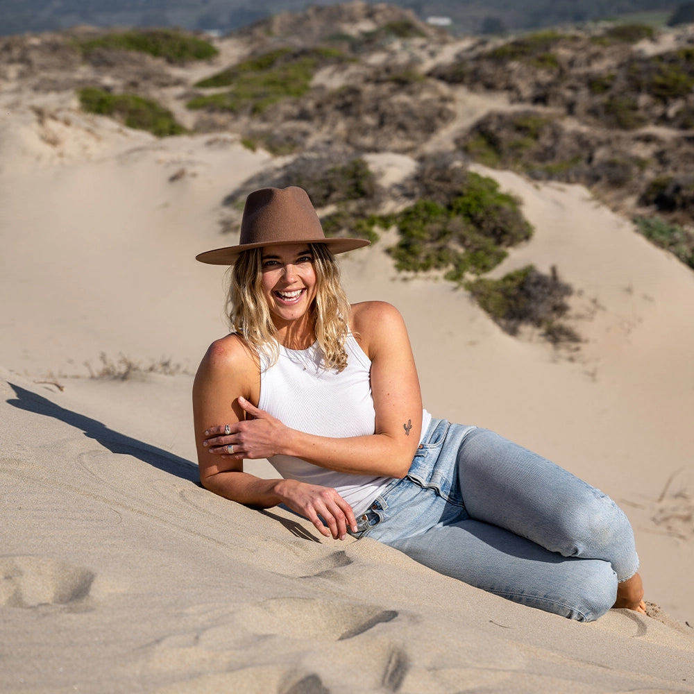 Rancher | Womens Fawn Wide Brim Felt Fedora Hat