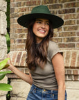Rancher | Womens Olive Wide Brim Felt Fedora Hat