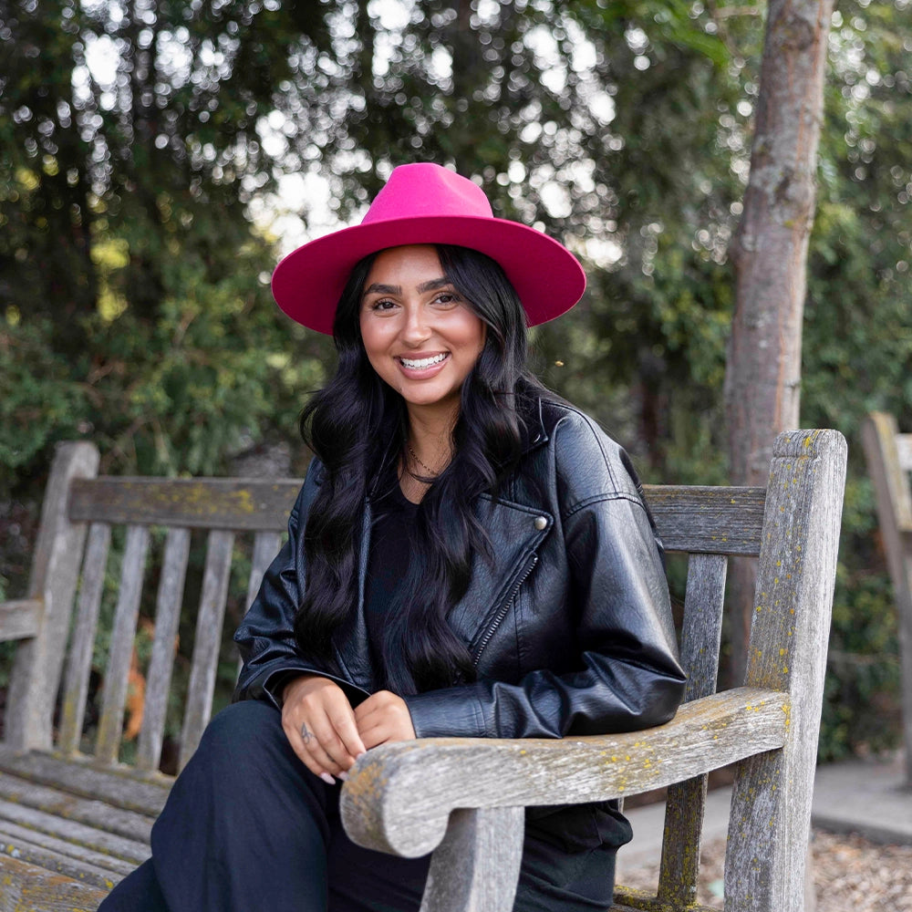 Rancher | Womens Pink Wide Brim Felt Fedora Hat