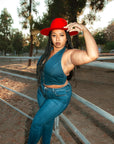 Rancher | Womens Red Wide Brim Felt Fedora Hat
