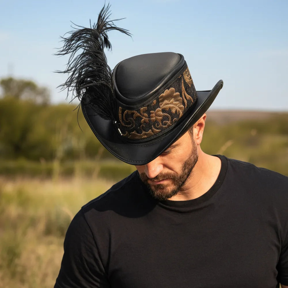 Reversible Ren | Mens Leather Festival Hat