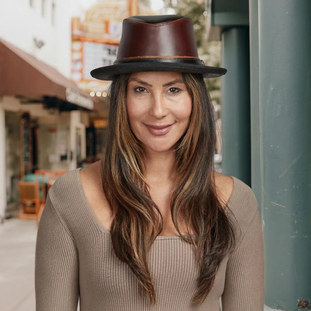 Rocky | Womens Wine Leather Fedora Hat