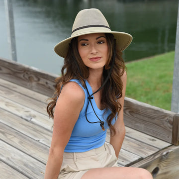 Smokey | Womens Khaki Nylon Outback Sun Hat with Mesh Sides