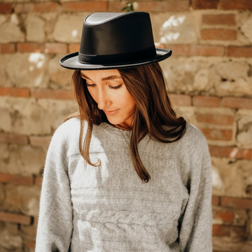 Soho | Womens Black Trilby Leather Fedora Hat