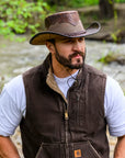 Stampede | Mens Cowhide Leather Cowboy Hat with Mesh Sides