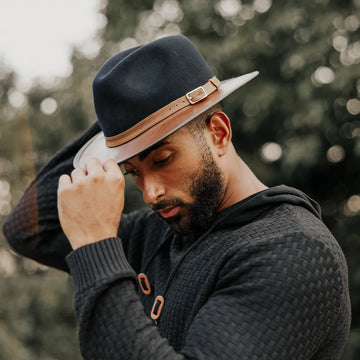 Summit | Mens Coal Felt Leather Fedora Hat
