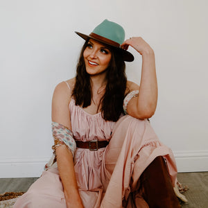 Summit | Womens Sage Felt Leather Fedora Hat