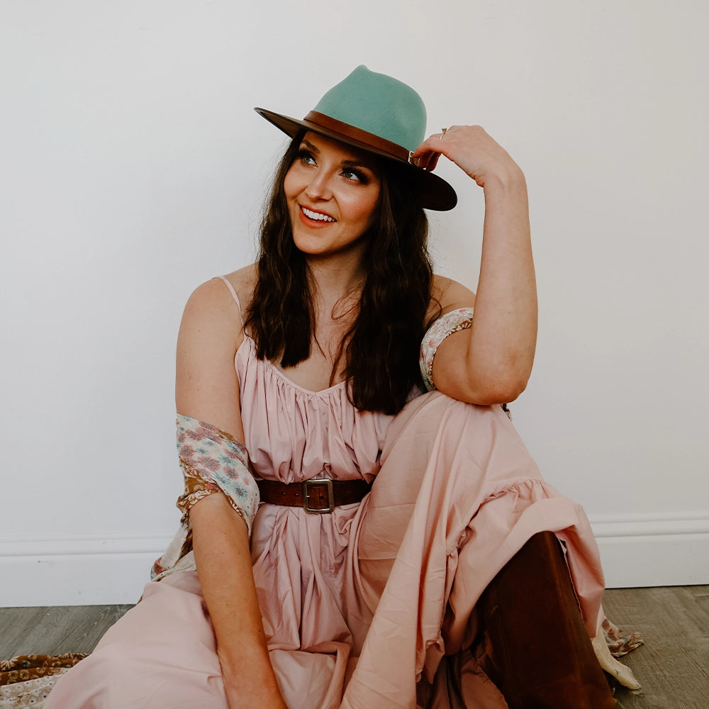 Summit | Womens Sage Felt Leather Fedora Hat