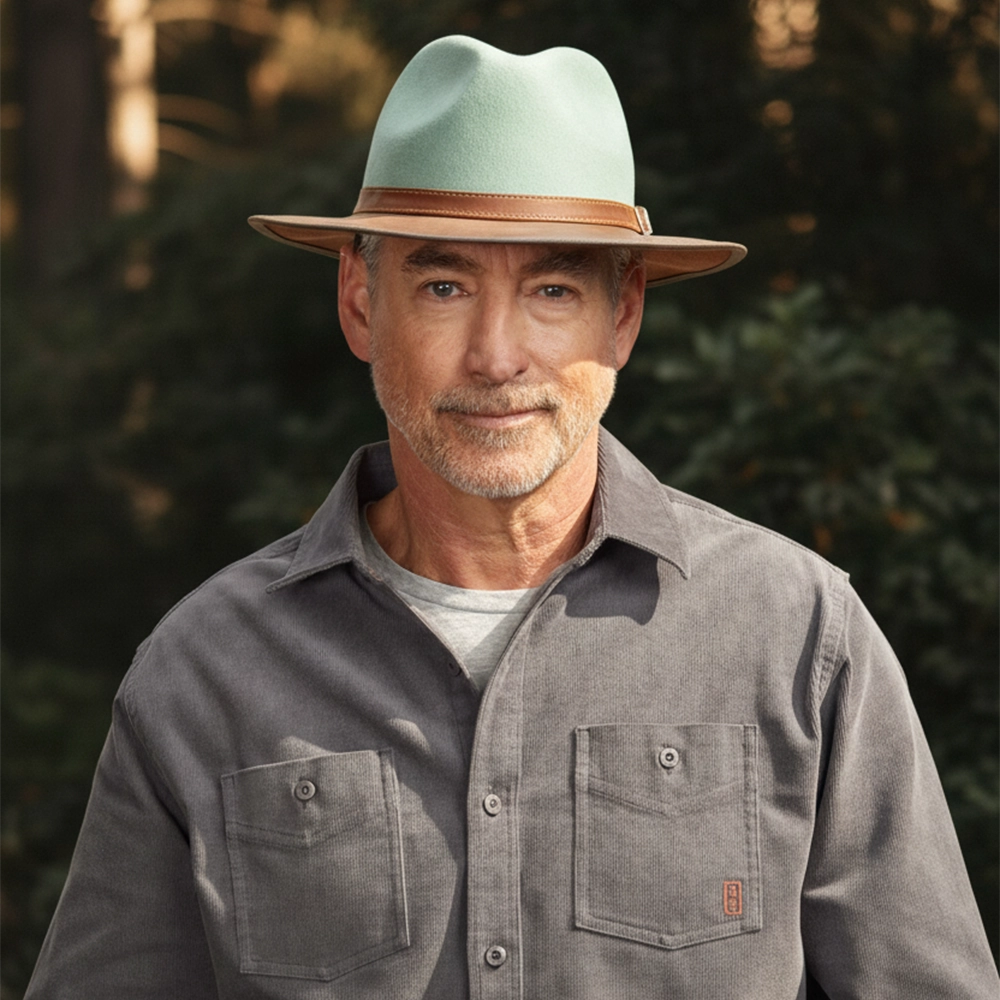 Summit | Mens Sage Felt Leather Fedora Hat