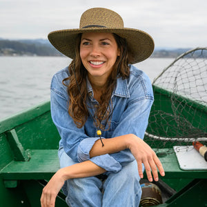 Trevi | Womens Coffee Wide Brim Straw Sun Hat