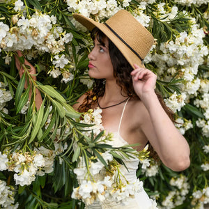 Trevi | Womens Toast Wide Brim Straw Sun Hat