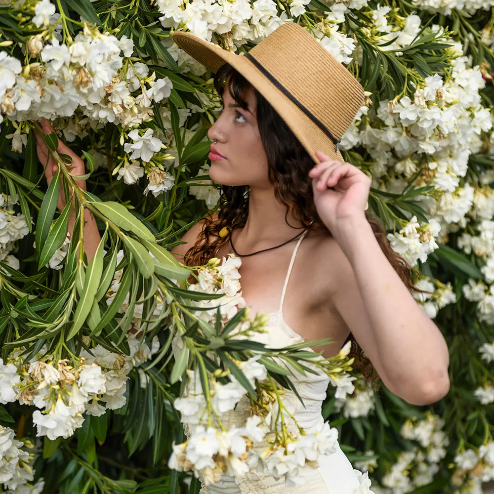 Trevi | Womens Toast Wide Brim Straw Sun Hat