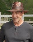 Unforgiven | Mens Wide Brim Bison Leather Outback Hat