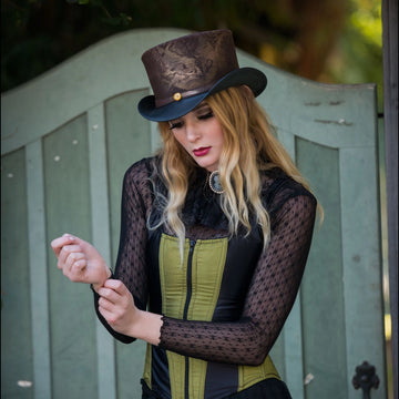 hAtlas | Womens Black Genuine Leather Top Hat