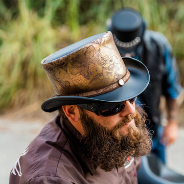 hAtlas | Mens Black Genuine Leather Top Hat