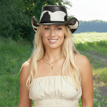 Pinto | Womens Black Leather Cowgirl Hat with Calf Accents
