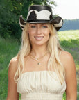 Pinto | Womens Black Leather Cowgirl Hat with Calf Accents