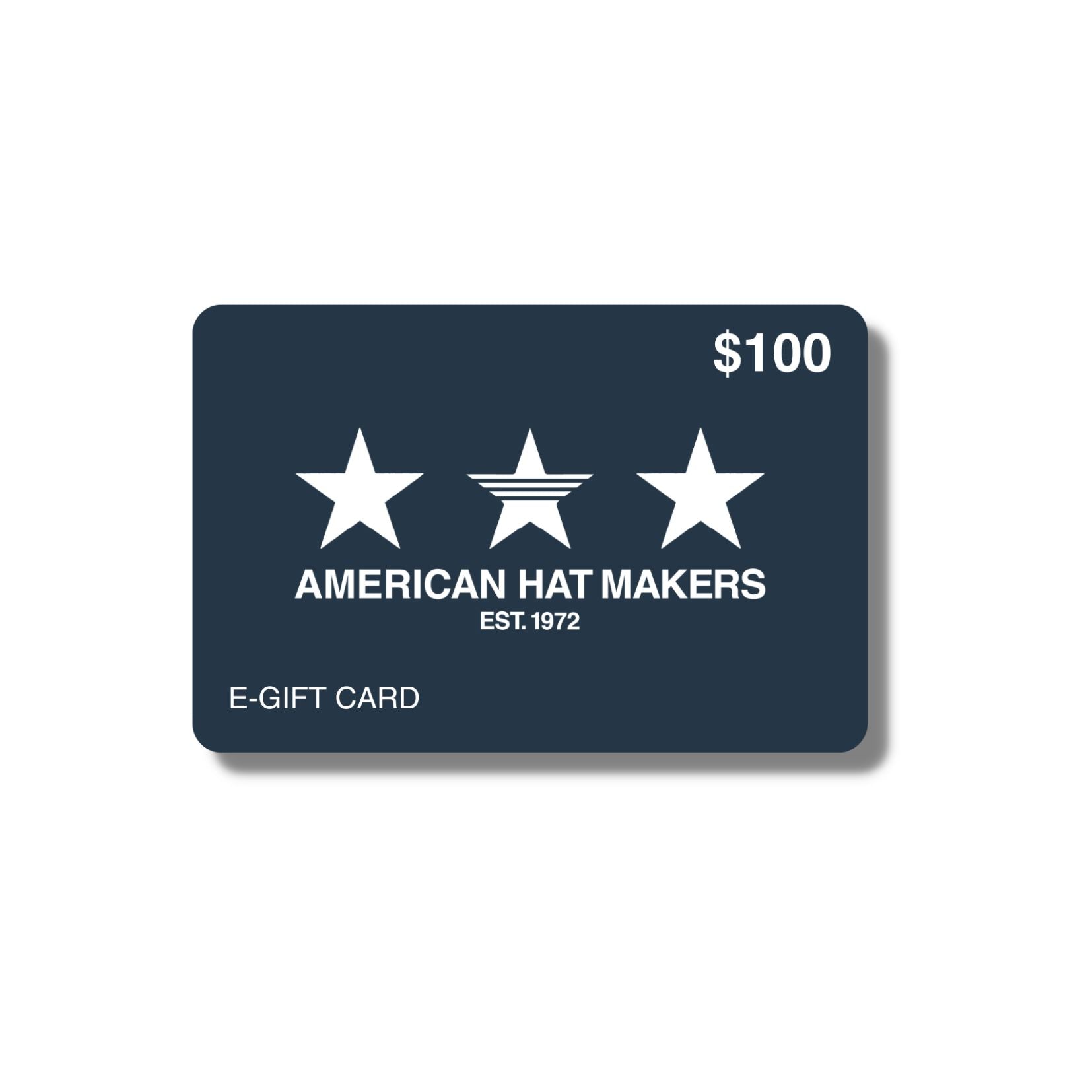 One Hundred dollars American Hat Makers E gift card