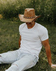 Ambush | Mens Leather Outback Hat with Bead Trim