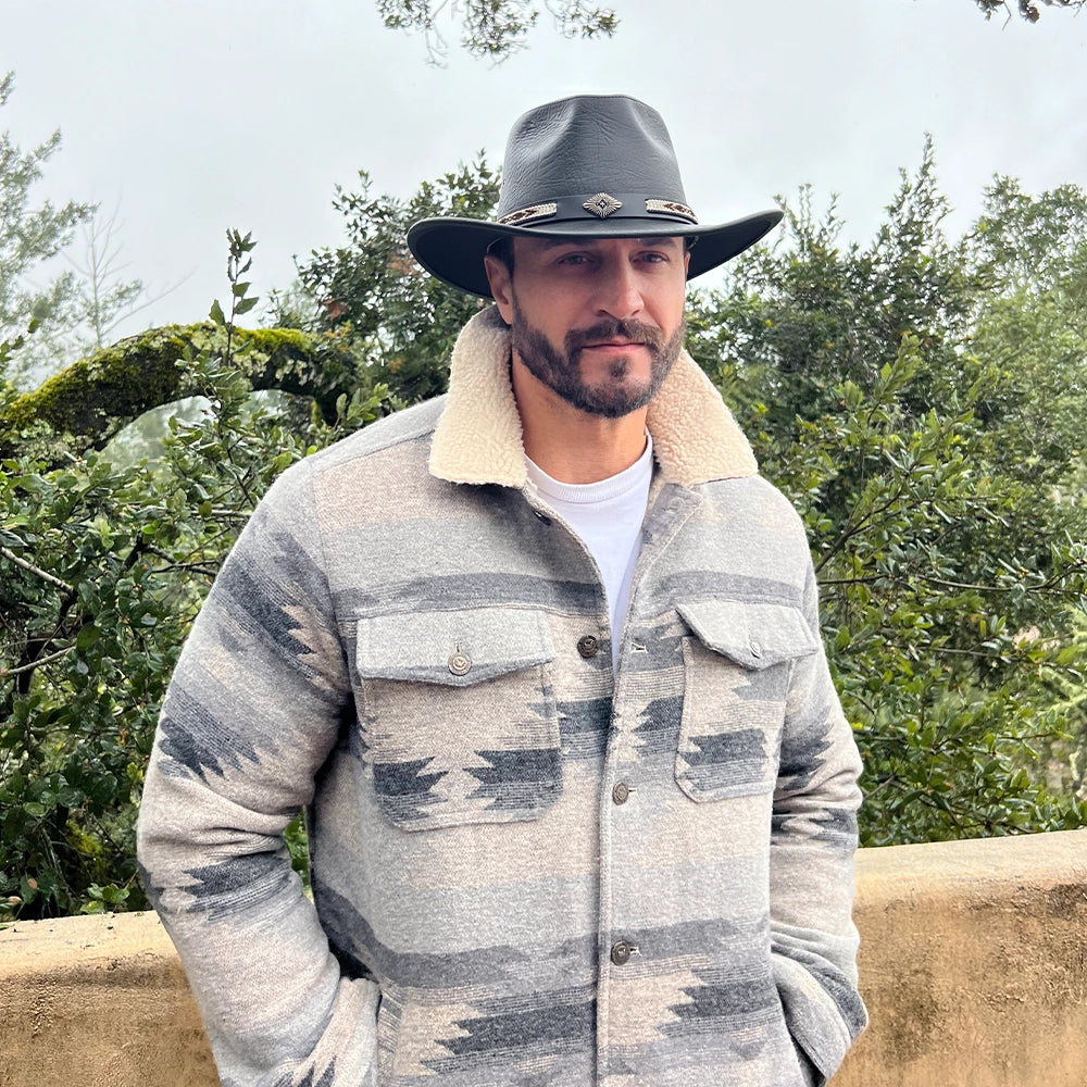 Badlands | Mens Black Buffalo Leather Cowboy Hat