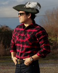 Barbossa | Mens Black Leather Tricorn Hat with Feather Plume