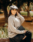 Bookie | Womens Brown Leather Flat Cap
