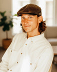Bookie | Mens Brown Leather Flat Cap