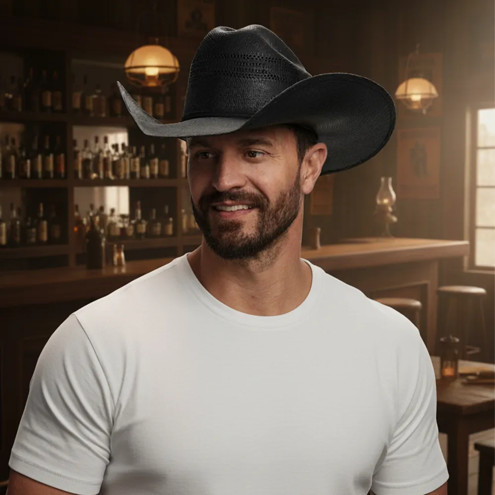 Bozeman | Mens Black Straw Cowboy Hat