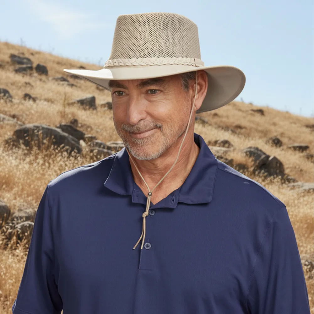 Breeze | Mens Latte Suede Wide Brim Sun Hat