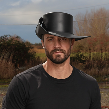 Cavalier | Mens Black Leather Swashbuckler Pirate Hat