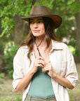 Crusher | Womens Leather Crushable Outback Hat