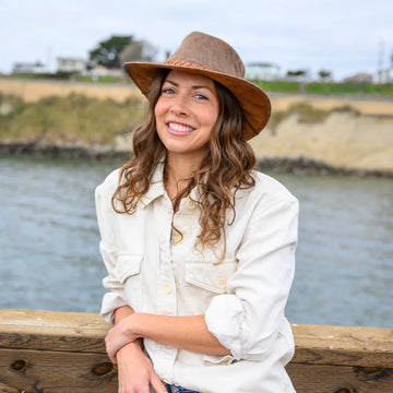 Crusher | Womens Copper Leather Crushable Outback Hat