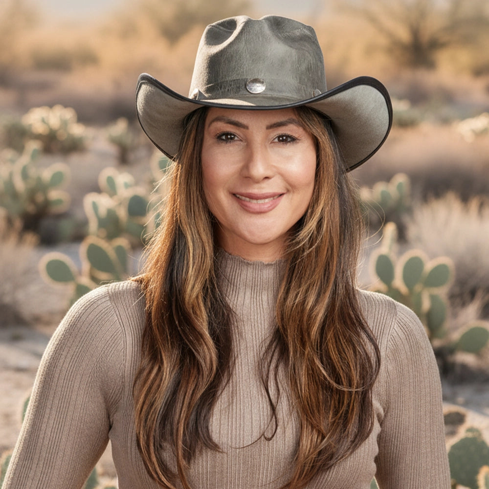 Cyclone | Womens Asphalt Leather Cowgirl Hat