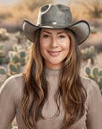Cyclone | Womens Asphalt Leather Cowgirl Hat