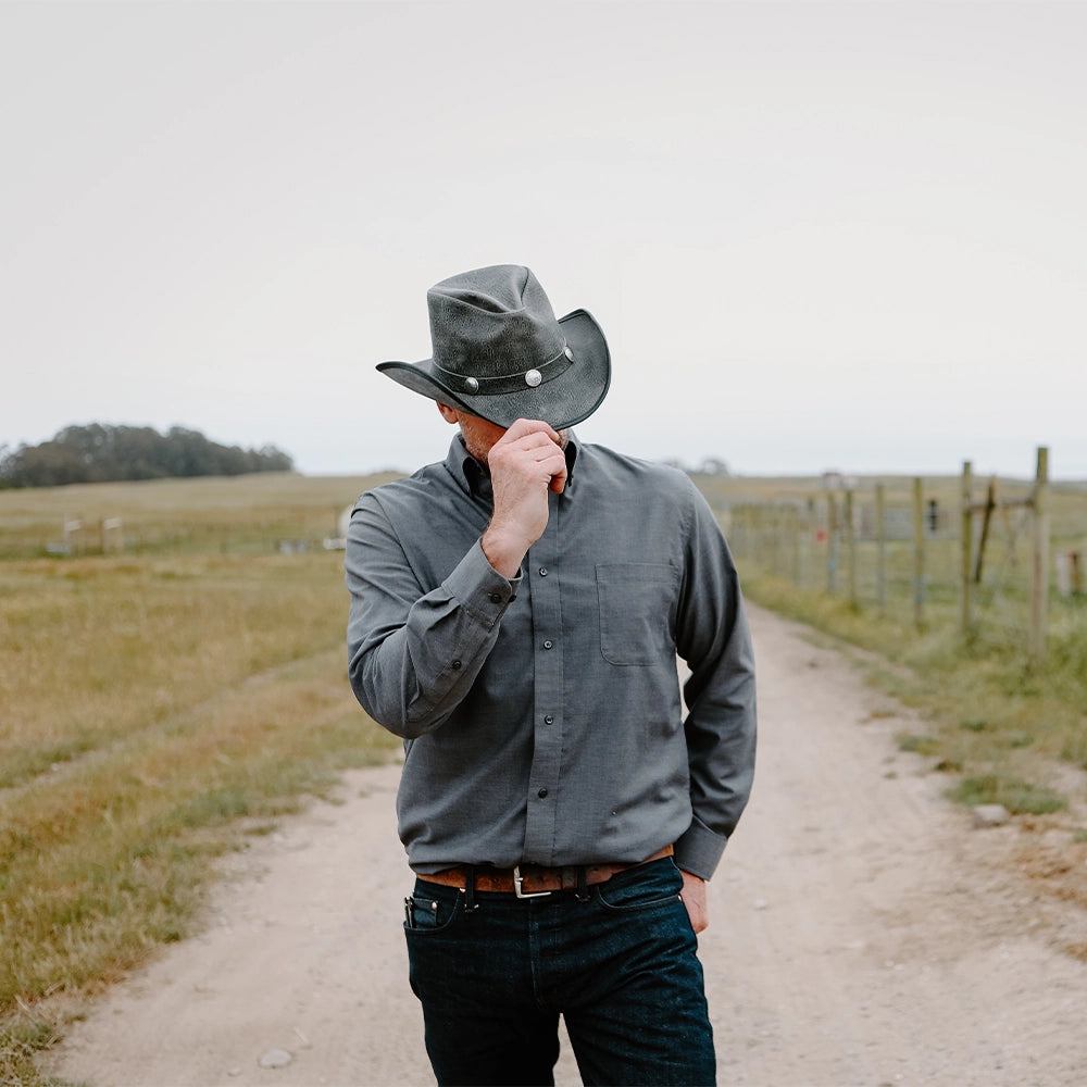 Cyclone | Mens Asphalt Leather Cowboy Hat