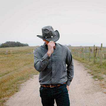 Cyclone | Mens Asphalt Leather Cowboy Hat