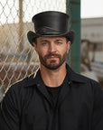 El Dorado Eye | Mens Black Leather Top Hat with Eye Hat Band