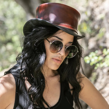 Hampton | Womens Napa Vino Leather Top Hat